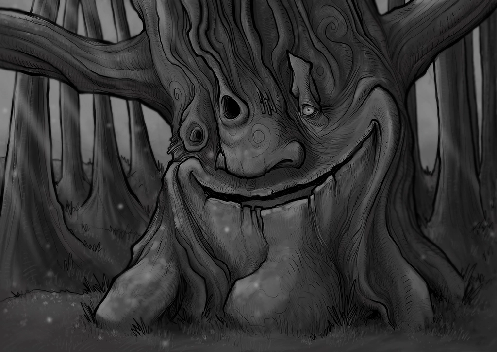 "Tree" 2017, procreate ipad pro and apple pencil, drawing made with the ipad pro on procreate representing a happy tree