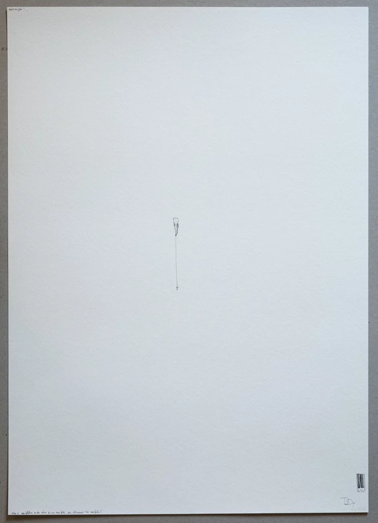 "Start of the game" 2025, black pen, felt-tip pens on paper, 100 x 70 cm, i-dent-ité series 2025 contemporary drawing